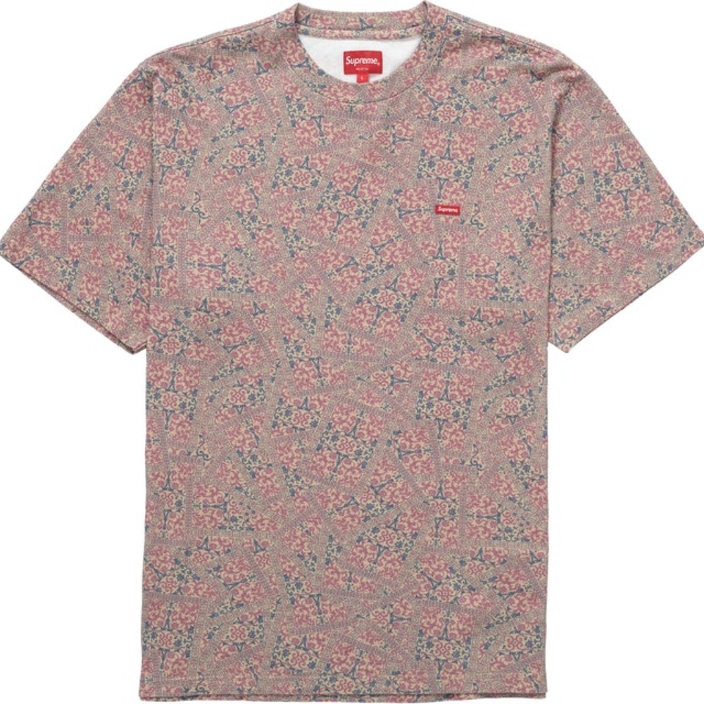 New Supreme Small Box Tee (FW21) Khaki Floral Cards Size Medium 🥥